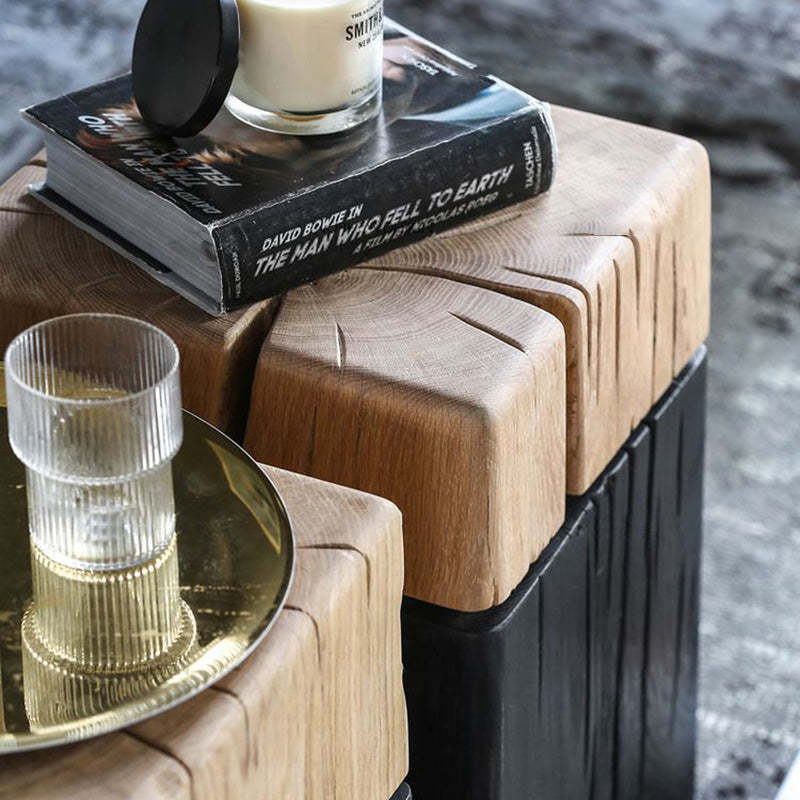 Japanese Crack Design Solid Wood End Table
