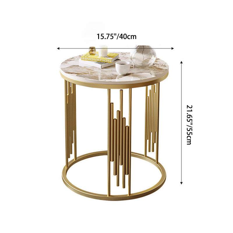Scandinavian Rock Slab Carbon Steel End Table — White Tabletop + White Frame