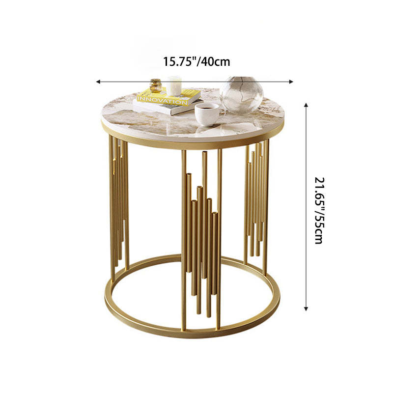 Scandinavian Rock Slab Carbon Steel End Table — White Tabletop + White Frame