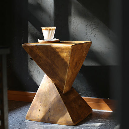 Industrial Geometric Magnesium Clay Side Table