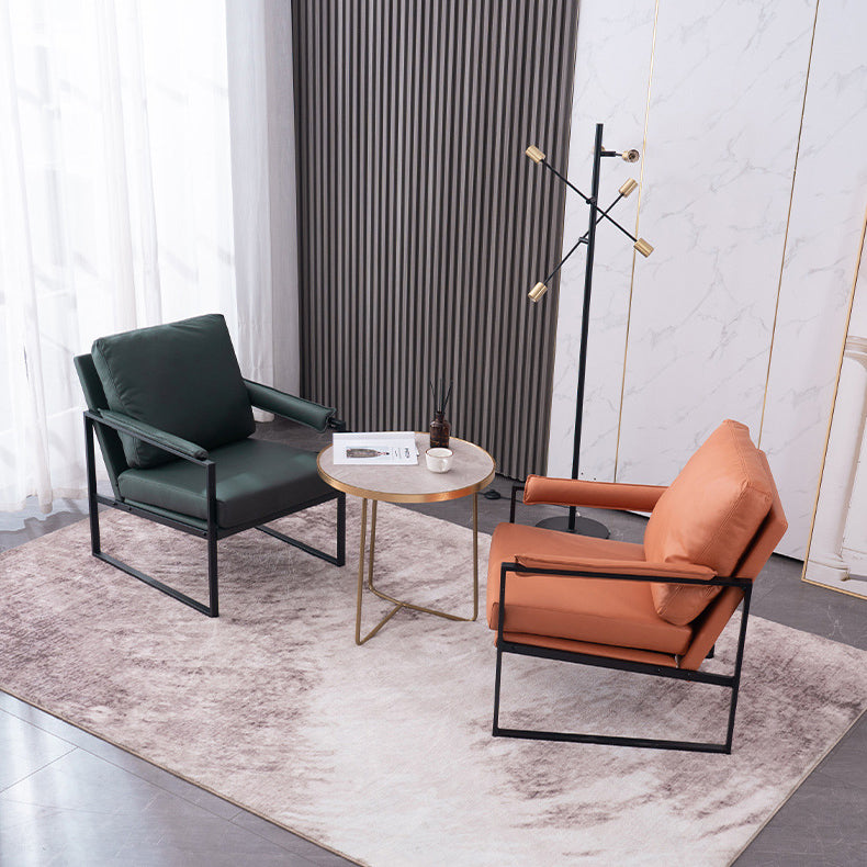 Scandinavian Velvet Leather Square Accent Chair