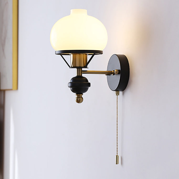 French Geometric Circle Glass Iron Sconce