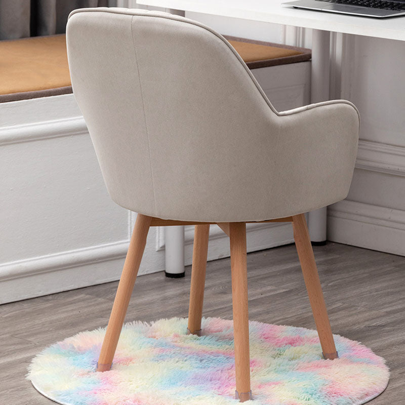 Nordic Curved Leather Wood Swivel Desk Chair