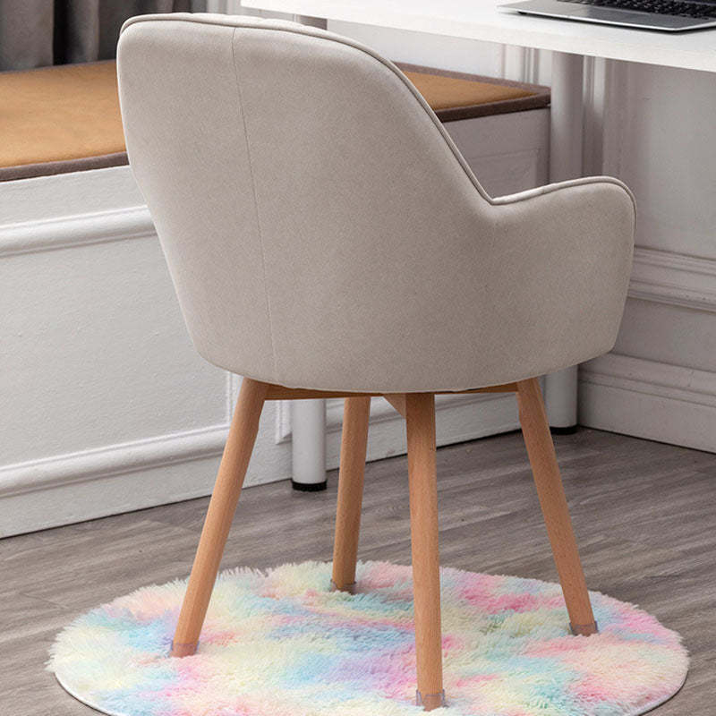 Nordic Curved Leather Wood Swivel Desk Chair