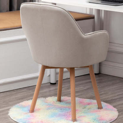 Nordic Curved Leather Wood Swivel Desk Chair