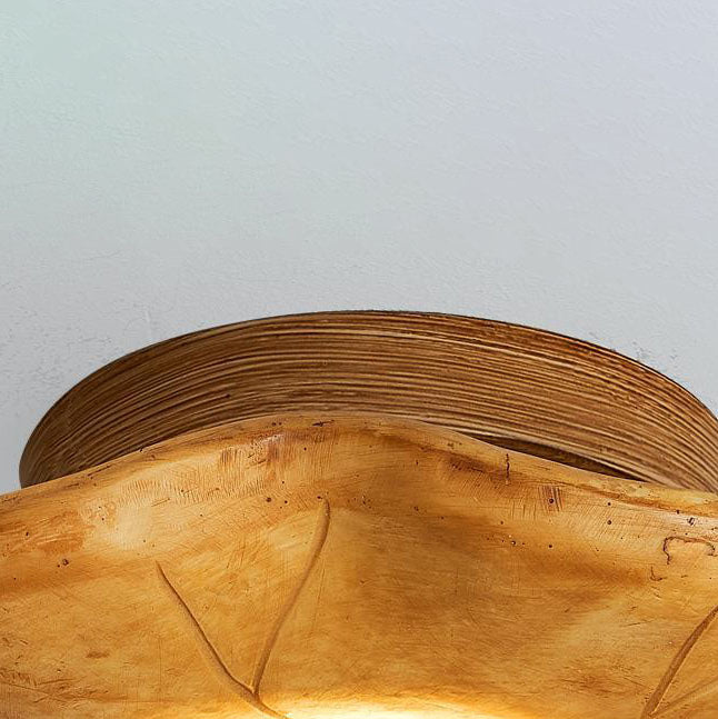 Japanese Wabi-Sabi Lotus Leaf Resin Ceiling Light