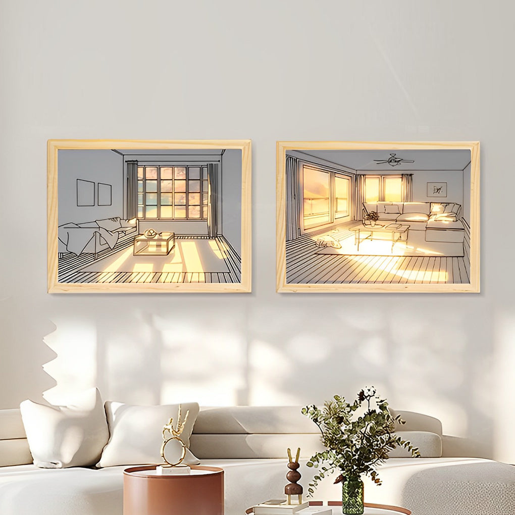 Wood Frame Ins Touch Dimmable LED Sunshine Night Light