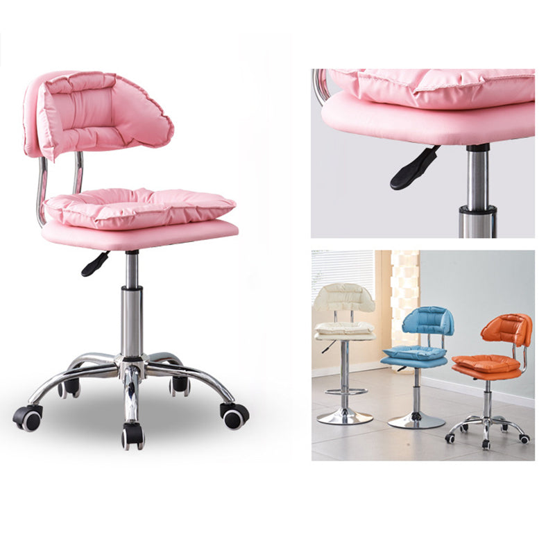 Minimalist Leather Metal Bar Stool With Backrest Adjustable