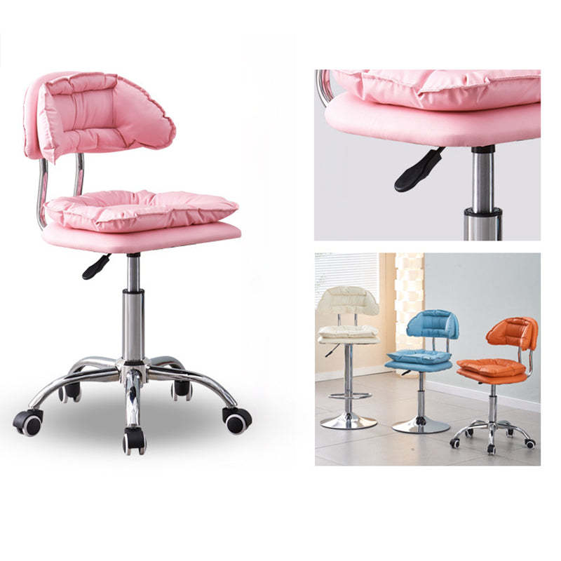 Minimalist Leather Metal Bar Stool With Backrest Adjustable