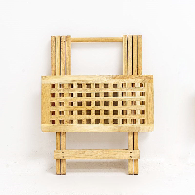 Traditional Rustic Wood Backless Chair