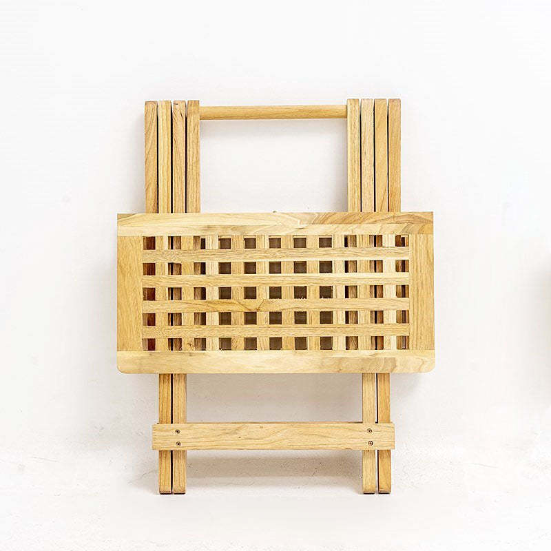 Traditional Rustic Wood Backless Chair