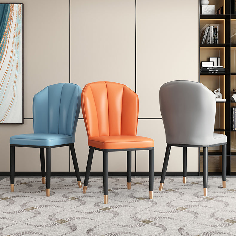 Modern Leather Steel Shell Dining Chair — X Shape / Black / Light Gray