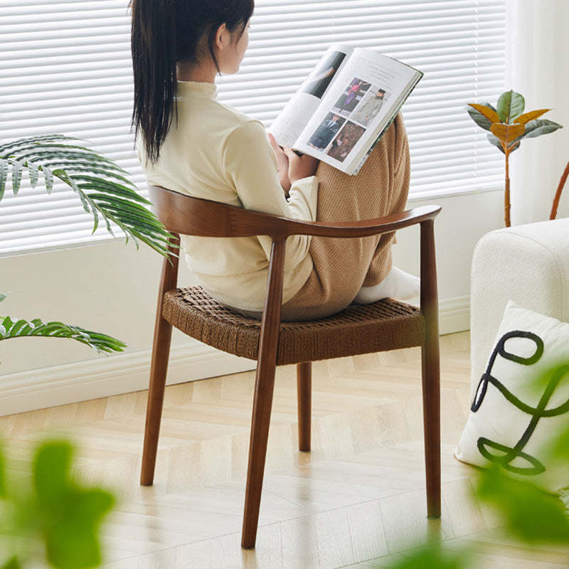 Vintage Braided Rope Wood Dining Chair