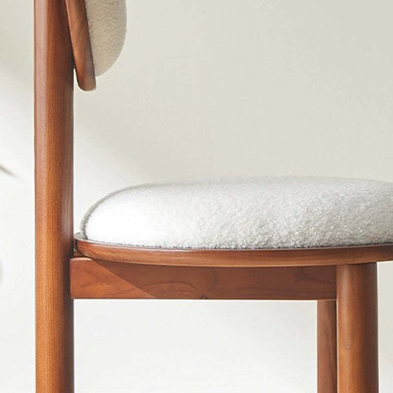 Vintage Lambswool Wood Round Dining Chair