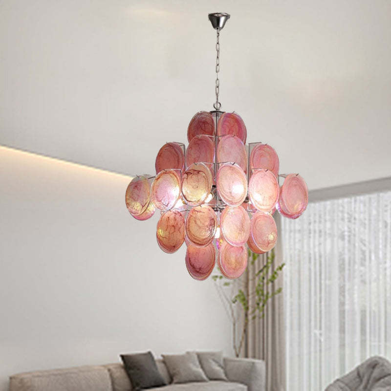 French Flower Iron Glass Chandelier