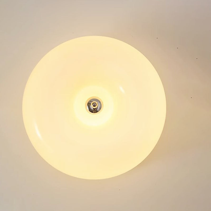 Nordic Creamy Yellow Pudding Glass Iron LED Flush Light