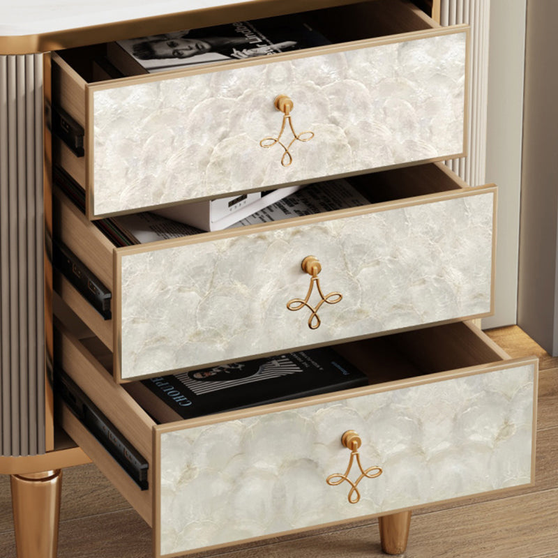 Modern Luxury Rock Slab Wood 3-Drawer Nightstand
