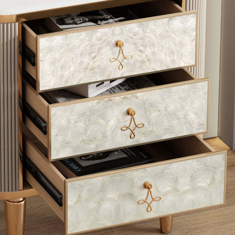 Modern Luxury Rock Slab Wood 3-Drawer Nightstand