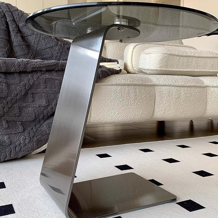 Modern Round Steel Glass Side Table