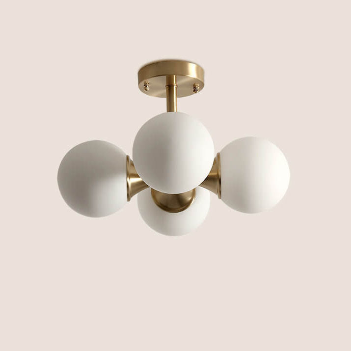 Modern Brass Glass Orb Ceiling Light