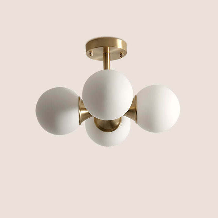 Modern Brass Glass Orb Ceiling Light