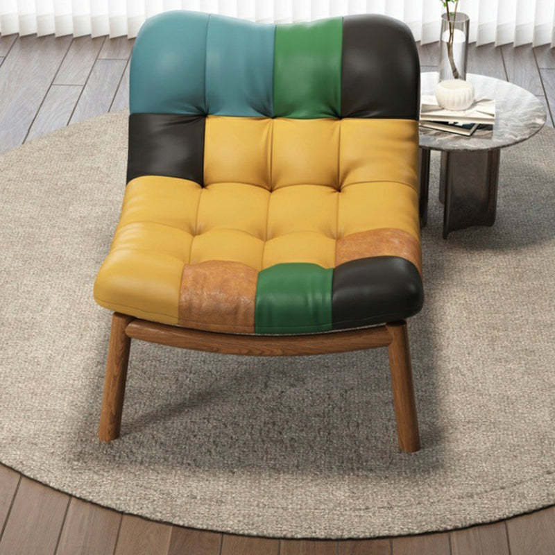 Scandinavian Upholstered Leather Steel Sofa — Wood Color / White