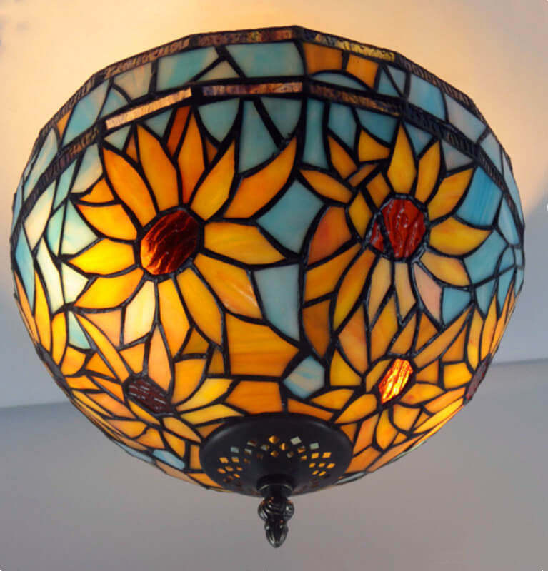 European Vintage Tiffany 2-Light Flush Mount
