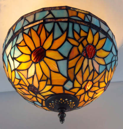 European Vintage Tiffany 2-Light Flush Mount