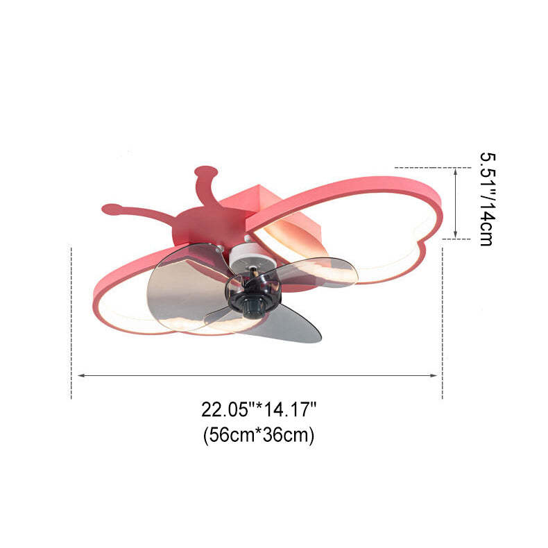 Nordic Silicone Butterfly LED Flush Mount Ceiling Fan Light