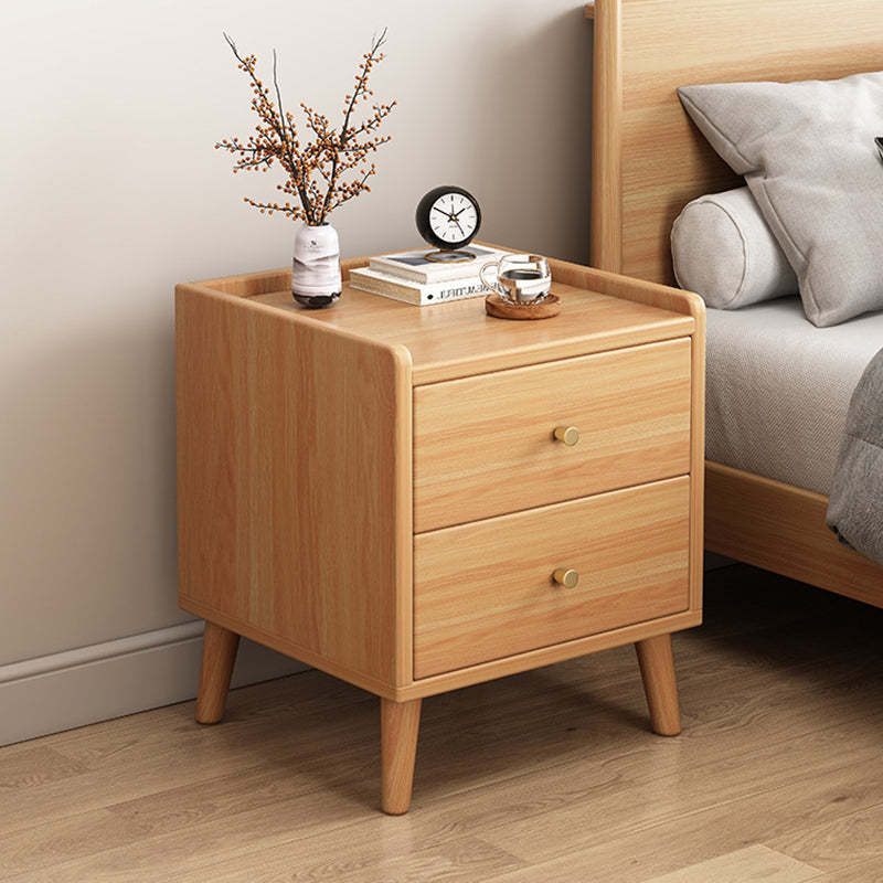 Chinese Wood 2-Drawer Nightstand