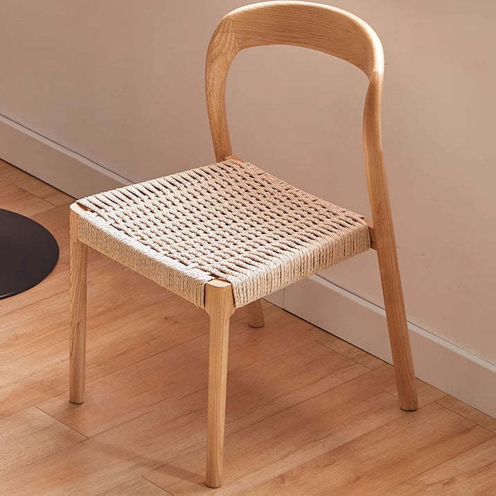 Vintage Braided Rope Wood Dining Chair
