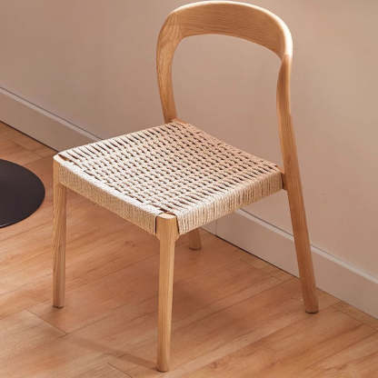 Vintage Braided Rope Wood Dining Chair