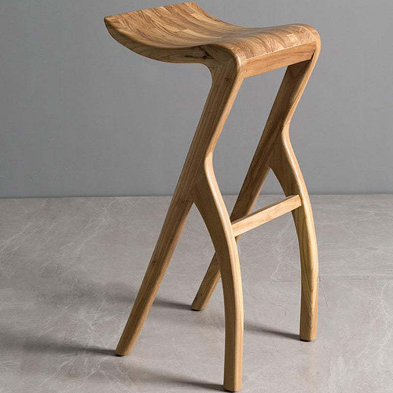 Japanese Curved Ash Wood Bar Stool