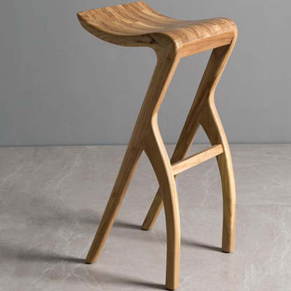 Japanese Curved Ash Wood Bar Stool
