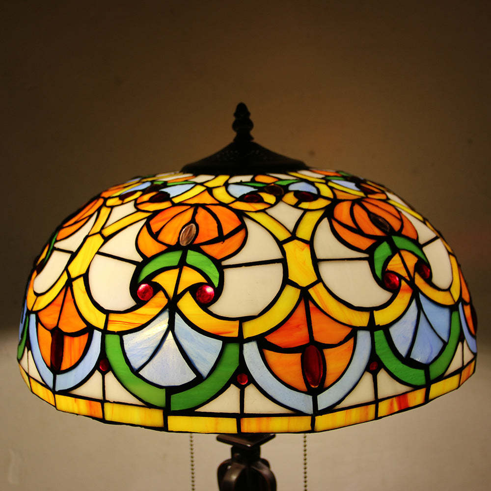 Tiffany Mediterranean Stained Glass Cone 2-Light Table Lamp