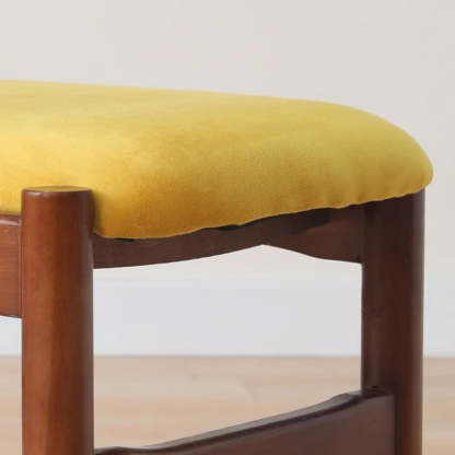 Vintage Wood Curved Velvet Dining Chair