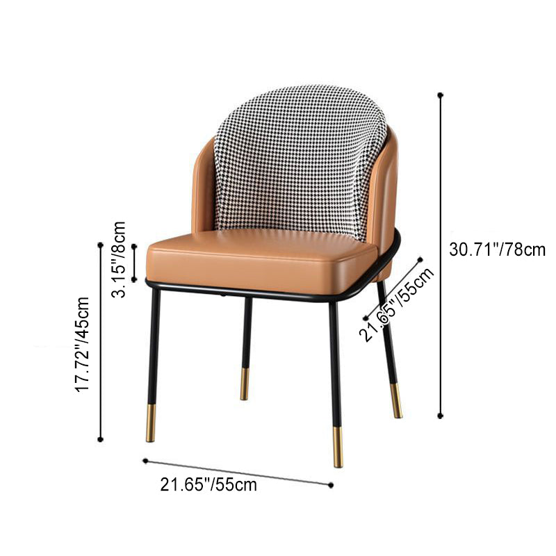Nordic Leather Fabric Iron Wraparound Dining Chair — Black - Leather