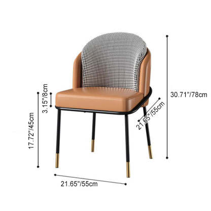 Nordic Leather Fabric Iron Wraparound Dining Chair — Black - Leather