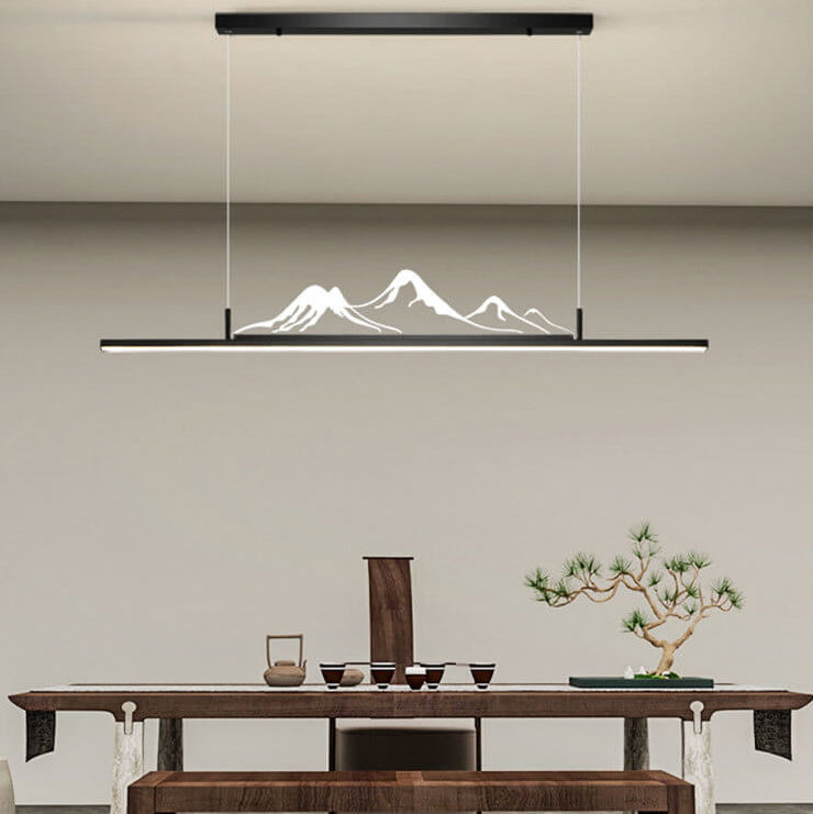 Chinese Retro Long Strip Mountain Peak LED Chandelier