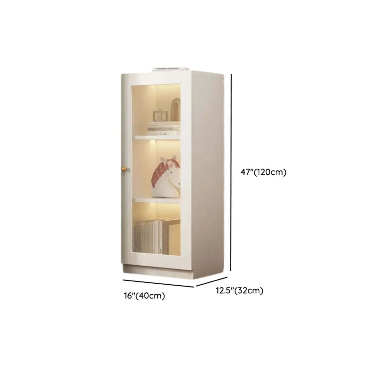 White French Wood Glass-Door Display Bookcase