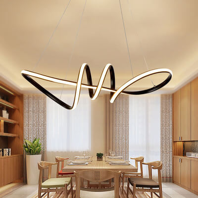 Lighom modern spiral black chandeliers — Warm White (3000K) / Brushed Gold / 220V-240V (UK/AU)