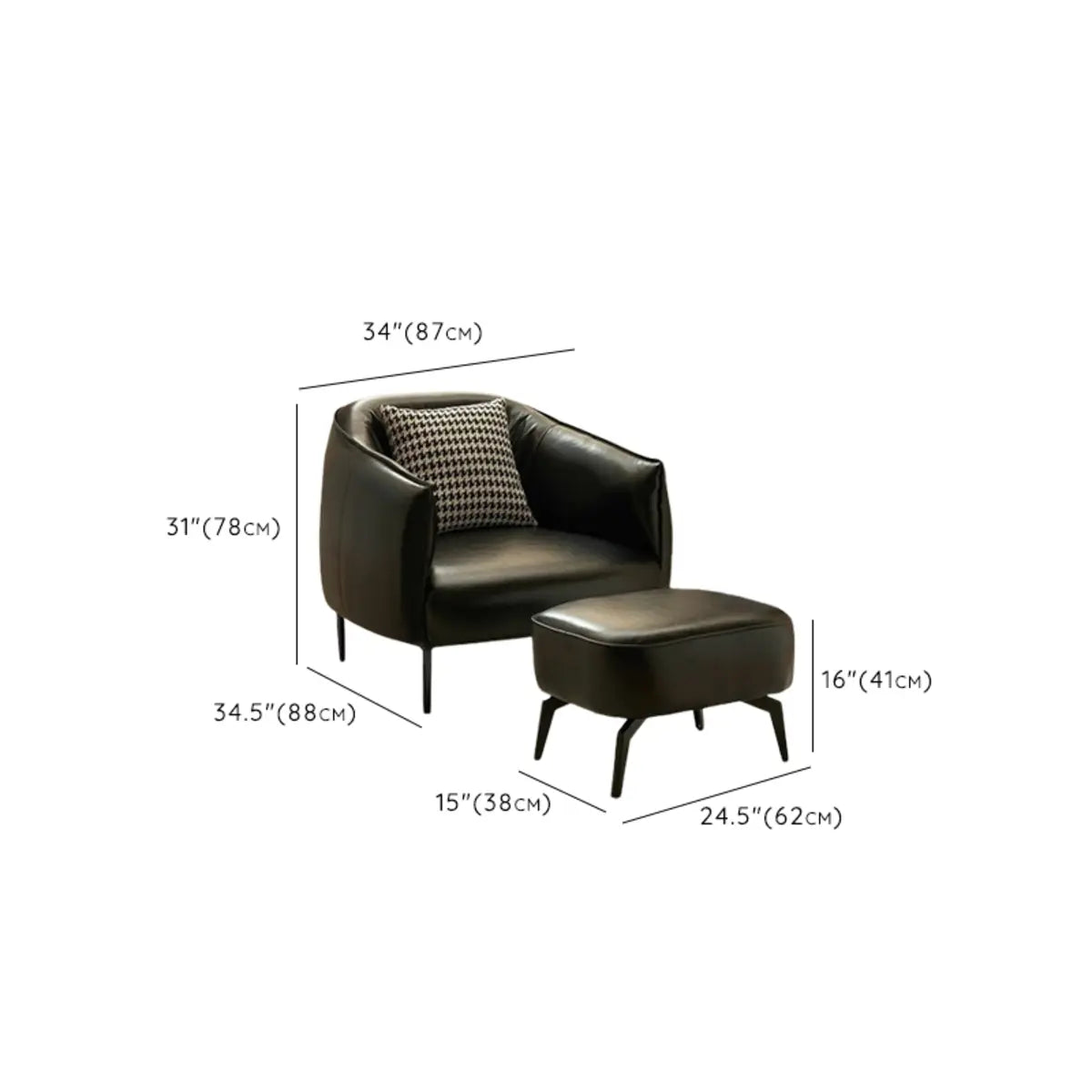 Silver Four Leg Leather Pillow Back Accent Chair