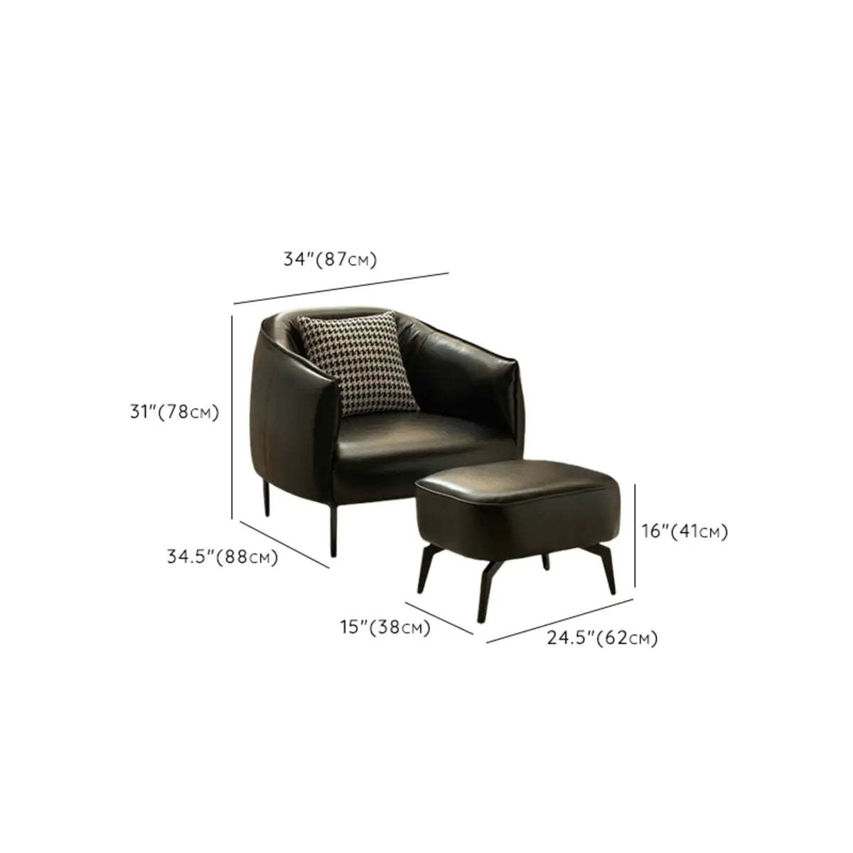 Silver Four Leg Leather Pillow Back Accent Chair