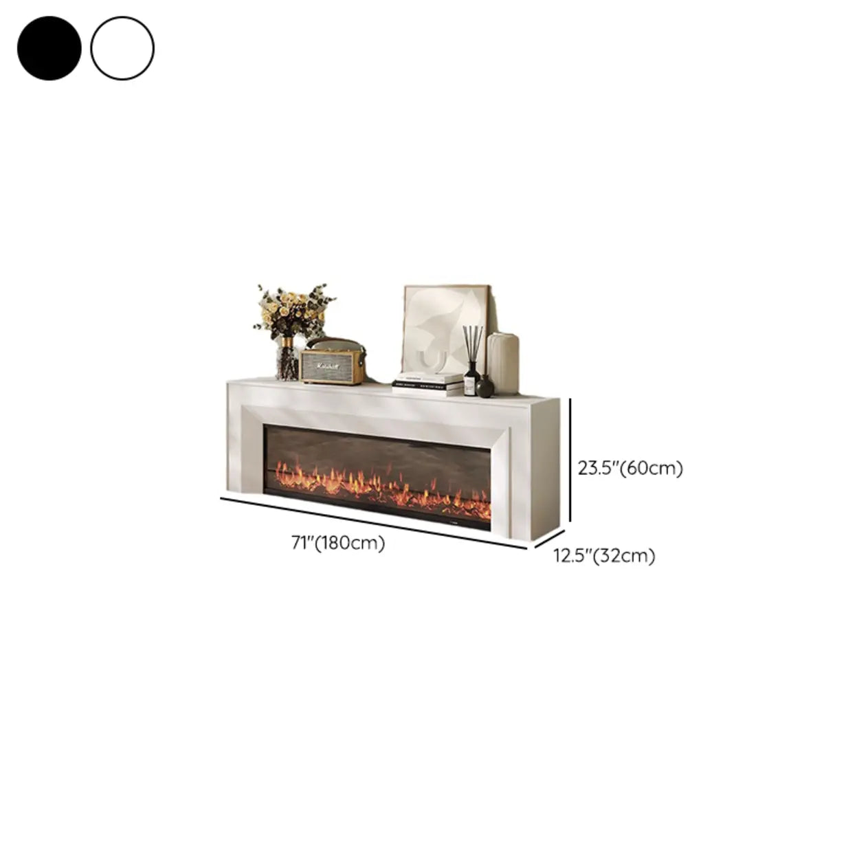 Modern Rectangle White Matte Wood Fireplace TV Stand #size