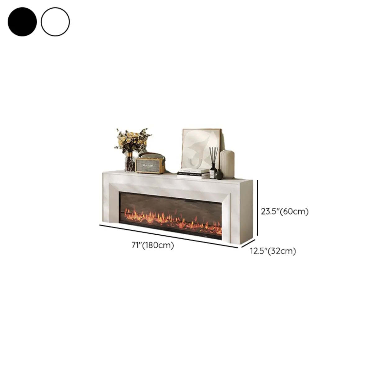 Modern White Matte Wood Fireplace TV Stand