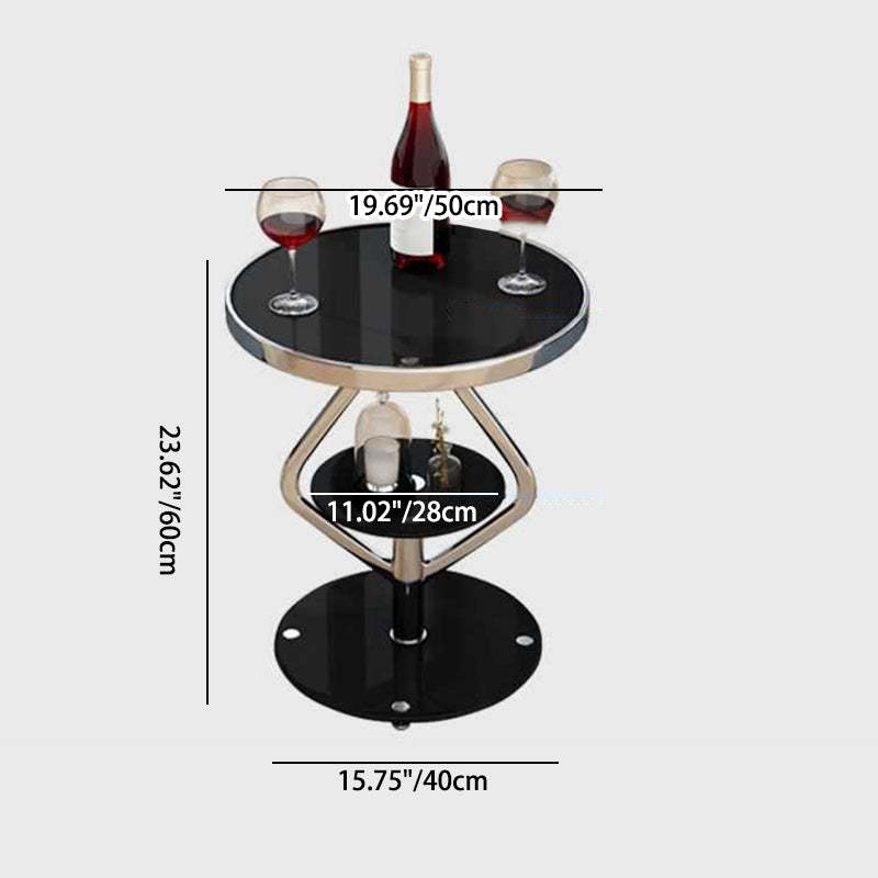Nordic Lozenge Glass Steel End Table — Chrome / Black