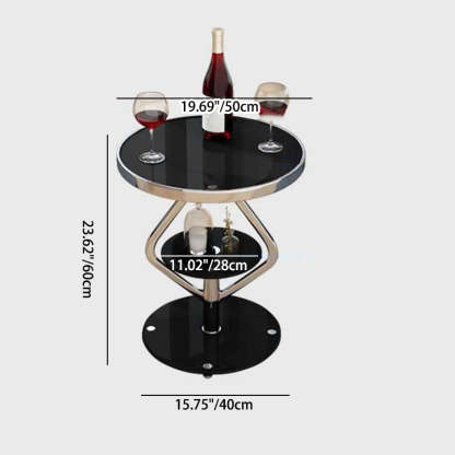 Nordic Lozenge Glass Steel End Table — Chrome / Black