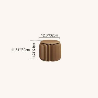 Scandinavian Cylinder PU Leather Foldable Footstool — Brown