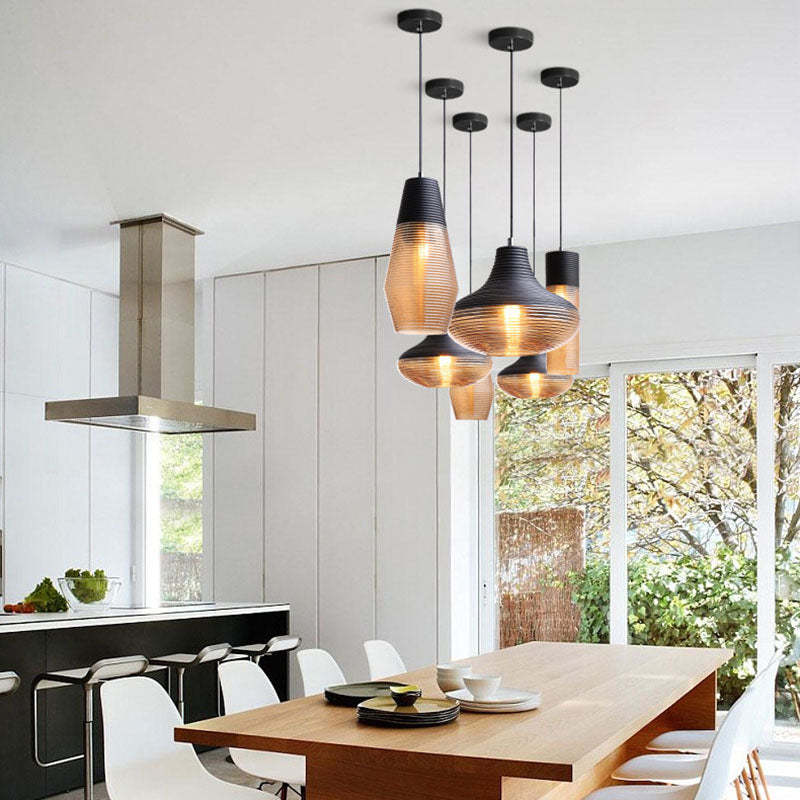 Scandinavian Cylinder Oval Iron Glass Pendant Light
