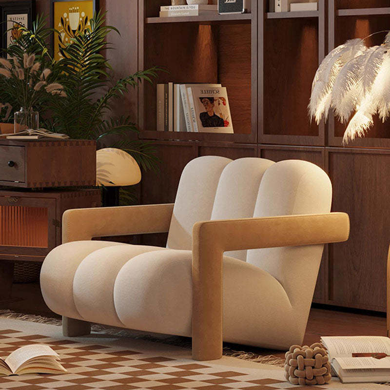 Retro Striped Velvet Wood Accent Chair